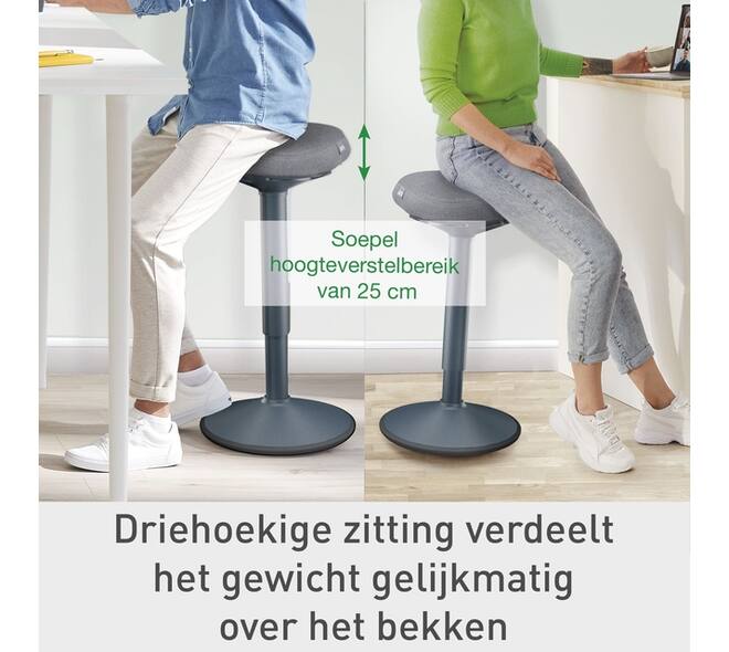 Actieve zit-stakruk Leitz Ergo met gasveer 57-82cm zwart