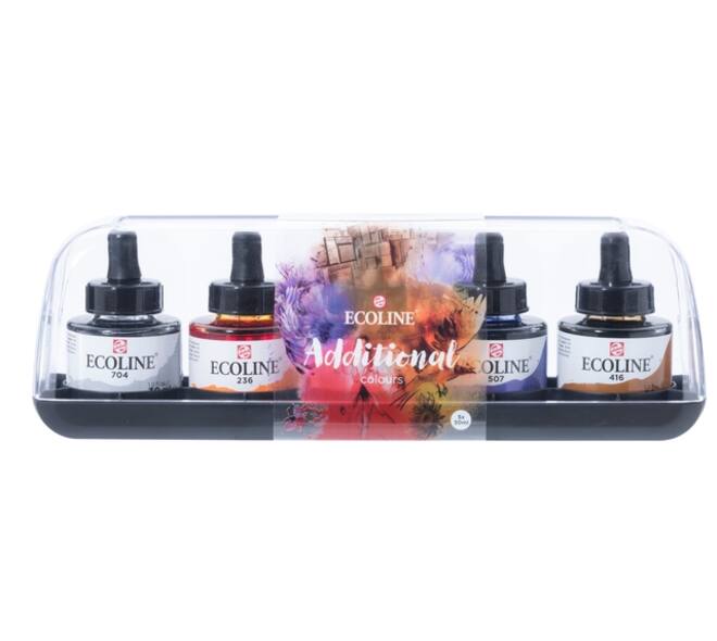 Inkt Talens Ecoline met pipet additional set à 5 ass