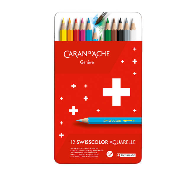 Kleurpotloden Caran d'Ache Swisscolor aquarel 12 stuks assorti