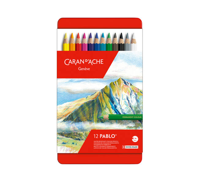 Kleurpotloden Caran d'Ache Pablo assorti blik à 12stuks