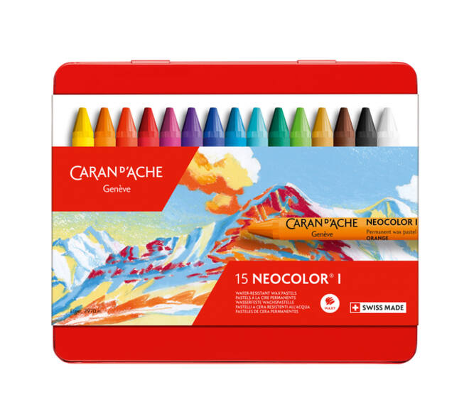 Waskrijt Caran d'Ache neocolor-I 15 stuks assorti