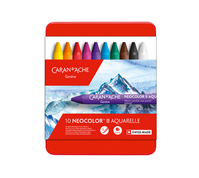 Waskrijt Caran d'Ache neocolor-II 10 stuks assorti