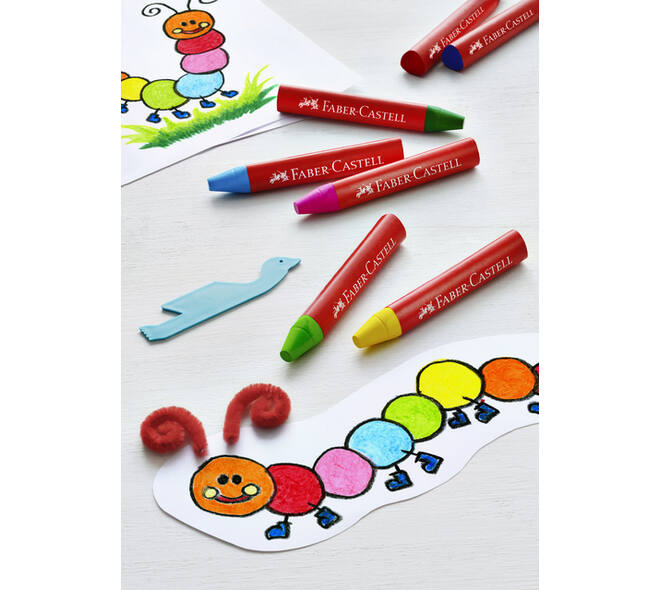 Waskrijt Faber-Castell driehoekig assorti set à 12 stuks
