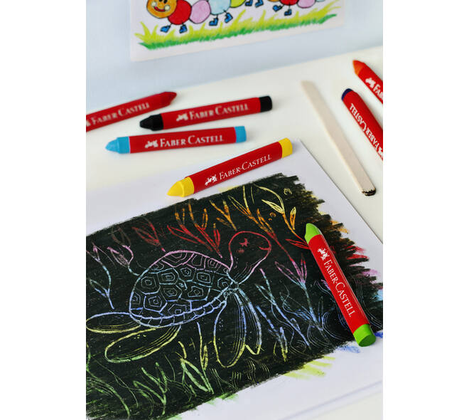 Waskrijt Faber-Castell driehoekig assorti set à 12 stuks