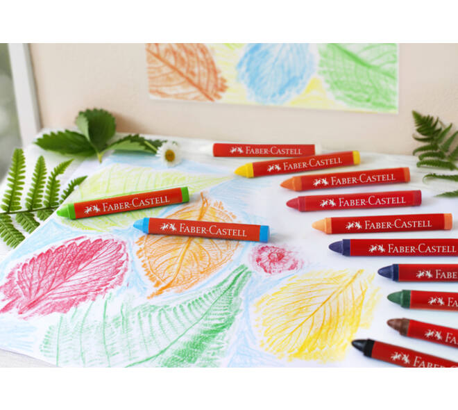 Waskrijt Faber-Castell driehoekig assorti set à 12 stuks