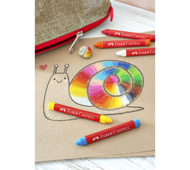 Waskrijt Faber-Castell driehoekig assorti set à 12 stuks