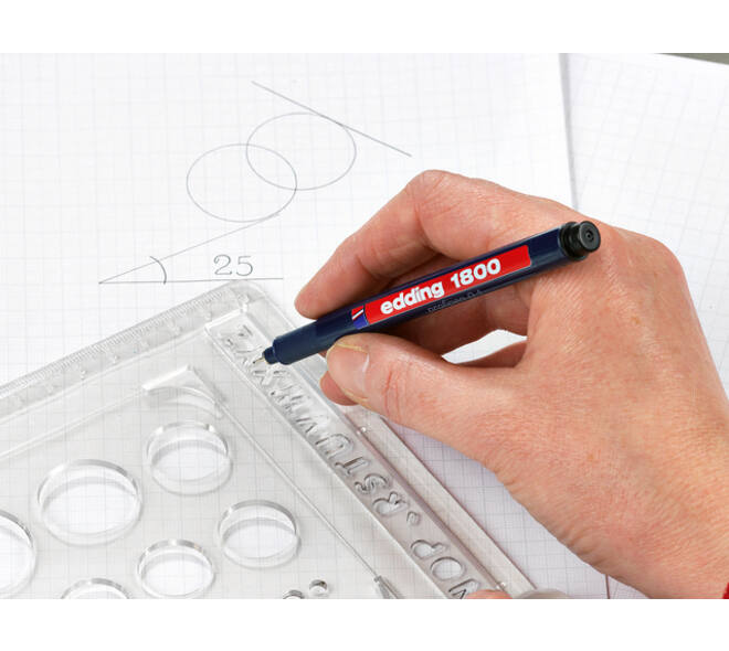 Fineliner edding 1800 0.25mm - 0.35mm - 0.5mm zwart set à 3 stuks