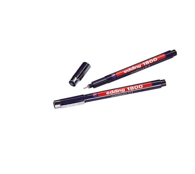 Fineliner edding 1800 0.25mm - 0.35mm - 0.5mm zwart set à 3 stuks