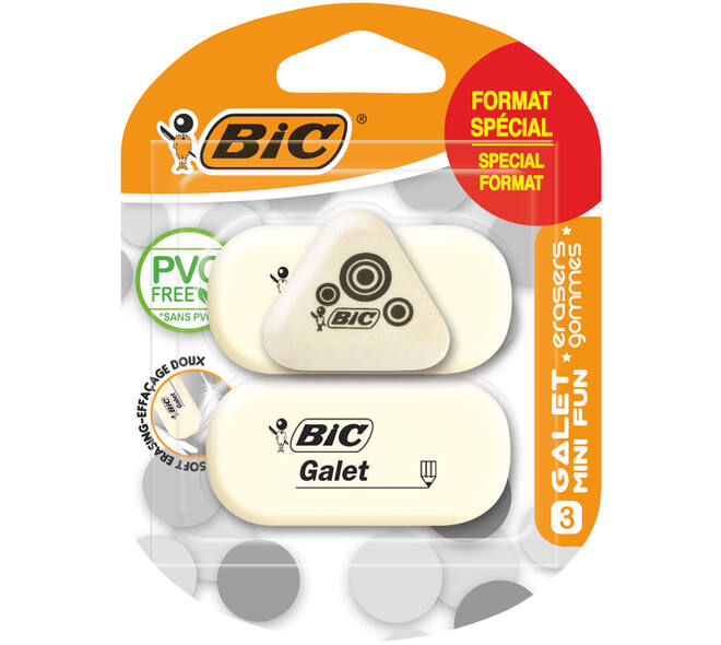 Gum Bic Galet pvc vrij zacht potlood wit blister à 3 stuks