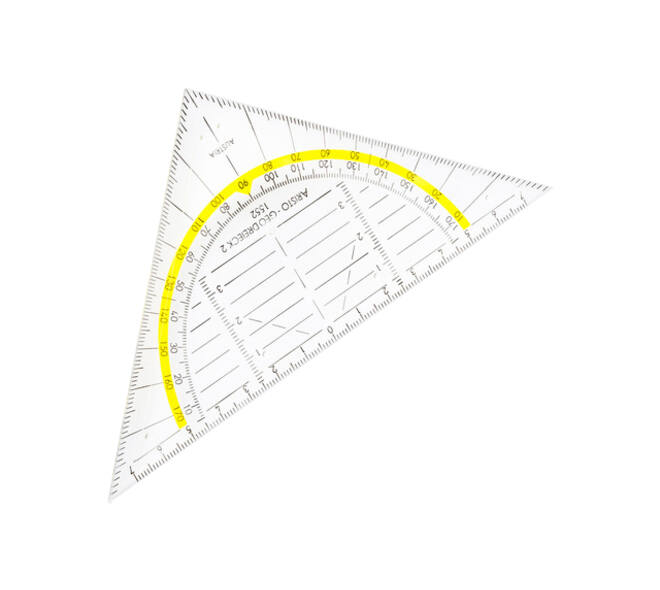 Geodriehoek Aristo 1552 160mm transparant met gele rand