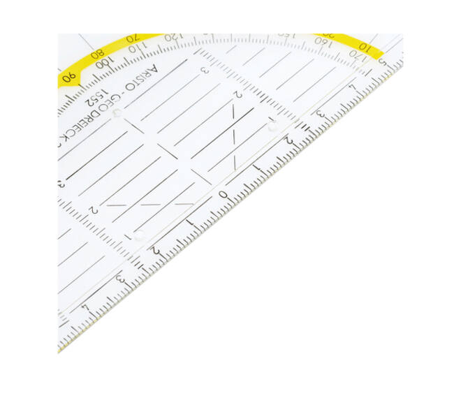 Geodriehoek Aristo 1552 160mm transparant met gele rand