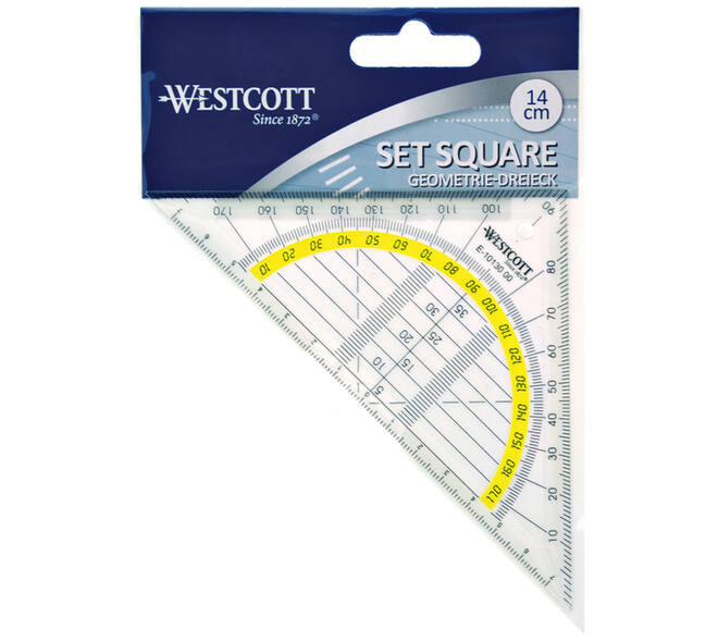 Geodriehoek Westcott 14cm transparant