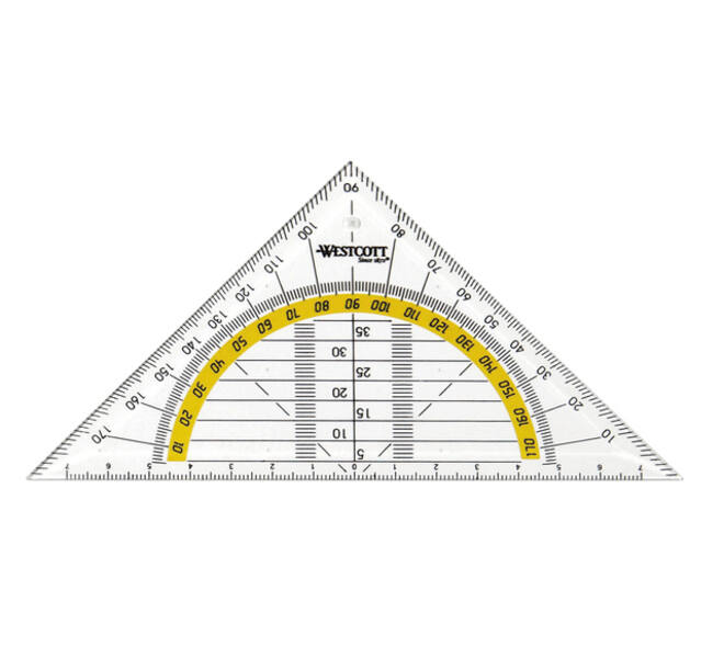 Geodriehoek Westcott 14cm transparant