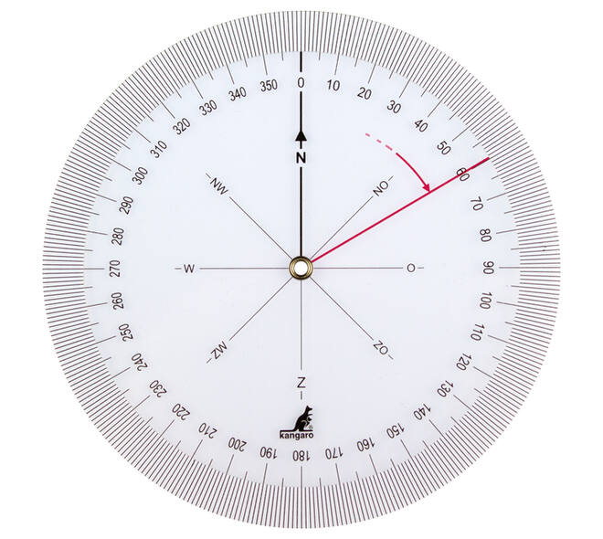 Koershoekmeter Kangaro kunststof 126mm transparant