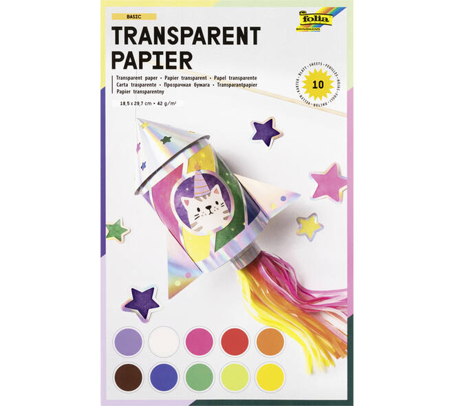 Transparant papier Folia 18.5x29.7cm 42gr 10 vel 10 kleuren