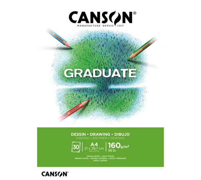 Tekenpapier Canson Graduate Drawing 30vel 160gr A4 helderwit