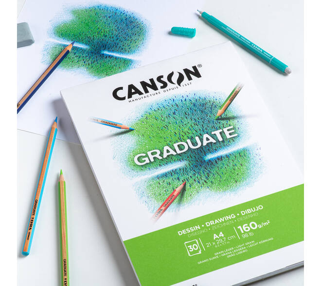 Tekenpapier Canson Graduate Drawing 30vel 160gr A4 helderwit