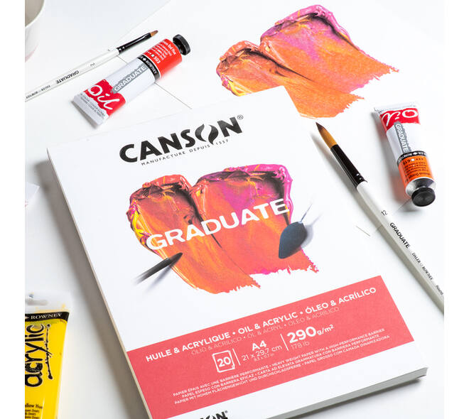 Schilderpapier Canson Graduate Oil & Acrylic 20vel 290gr A3 natuurlijk wit