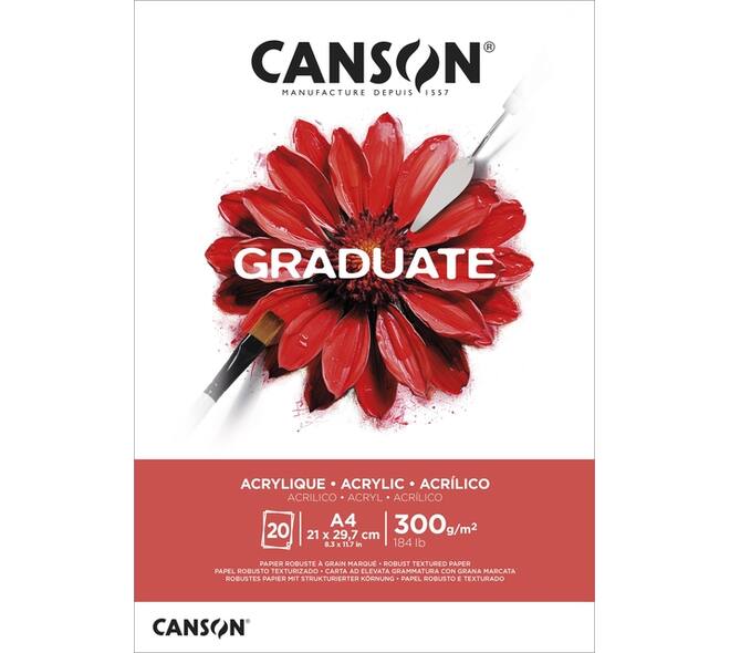 Schilderpapier Canson Graduate Oil & Acrylic 20vel 290gr A4 natuurlijk wit