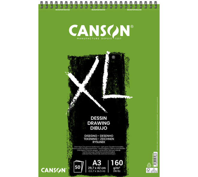 Tekenpapier Canson XL Drawing 50vel 160gr A3 wit