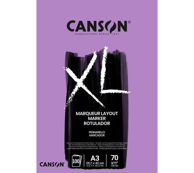 Markerpapier Canson XL Marker 100vel 70gr A3 extra wit