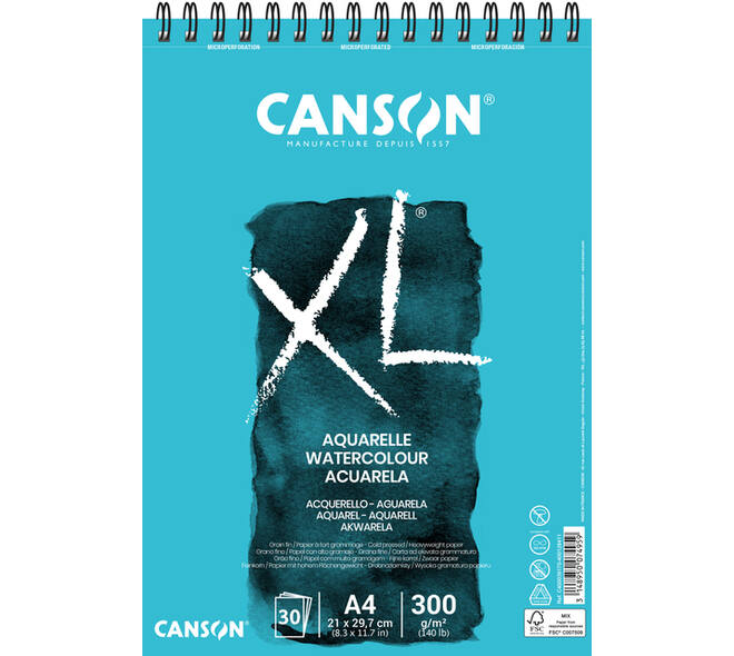 Aquarelpapier Canson XL 30vel 300gr A4 wit