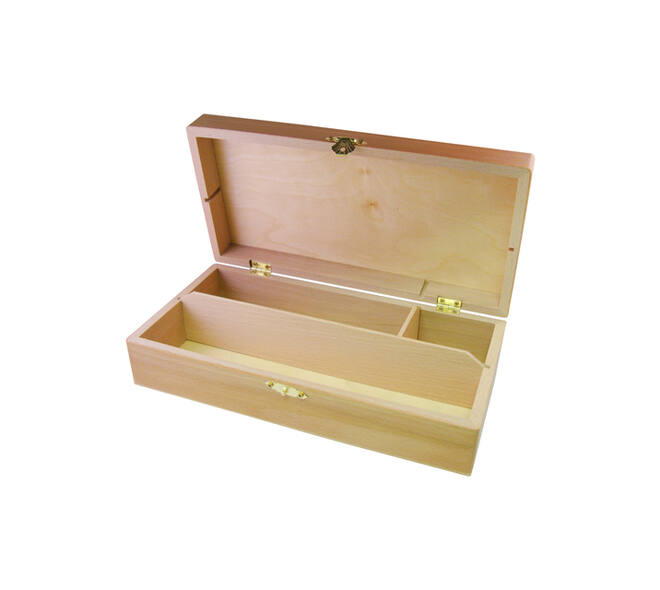 Tekendoos 25x12.5x6.5cm 3 vakken beukenhout