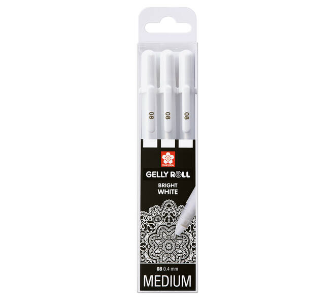 Gelschrijver Sakura Gelly Roll Classic 08 set à 3 stuks wit