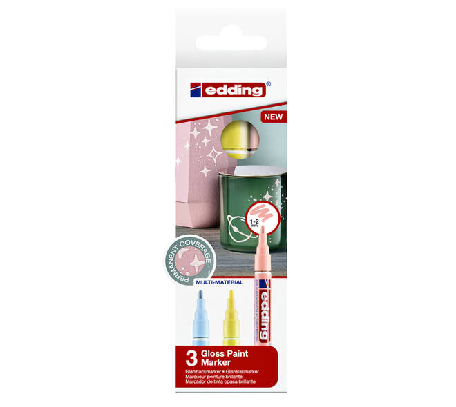 Paintmarker edding 751 op oliebasis 1-2mm pastel assorti 3 stuks