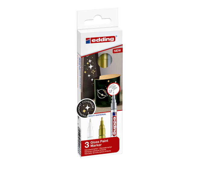 Paintmarker edding 751 op oliebasis 1-2mm metallic assorti 3 stuks