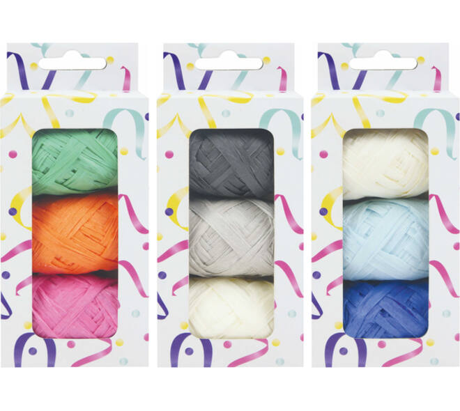Lint raffia assorti: oranje, groen & roze