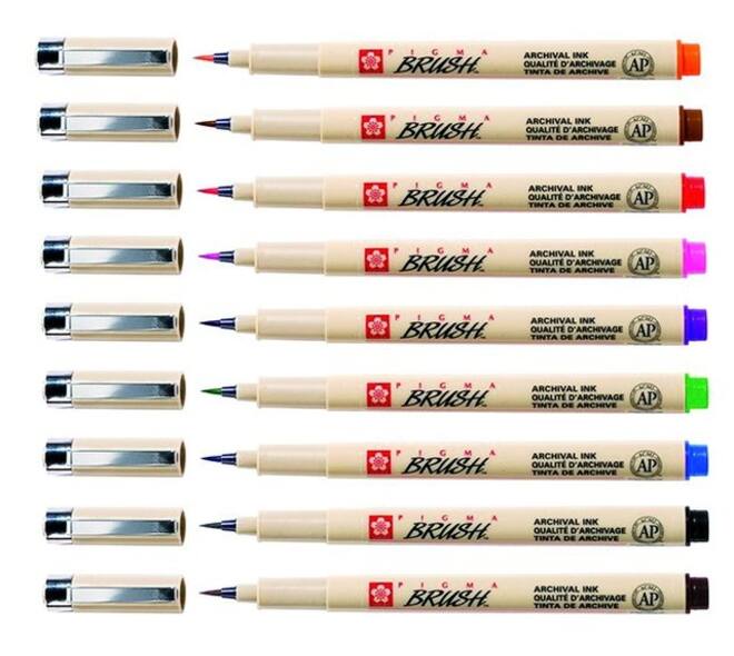 Brushstift Bruynzeel Sakura Pigma assorti 9 stuks