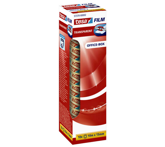 Plakband tesafilm®  10mx15mm transparant 10 rollen,