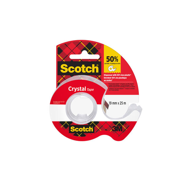 Plakband Scotch Crystal 600 19mmx25m transparant + handdispenser