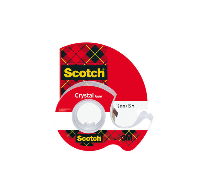 Plakband Scotch Crystal 600 19mmx15m transparant  + handdispenser