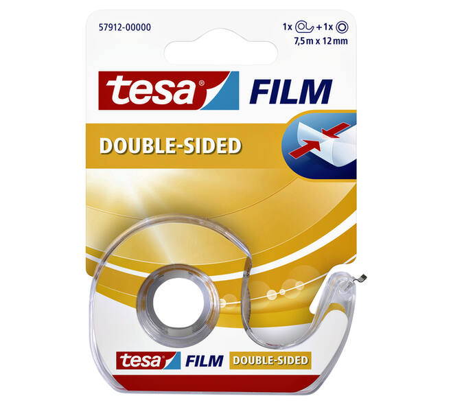 Tape tesafilm® dubbelzijdig  12mmx7,5m transparant met dispenser
