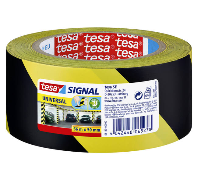 Waarschuwings- en markeringstape tesa® Signal Universal 66mx50mm geel/zwart