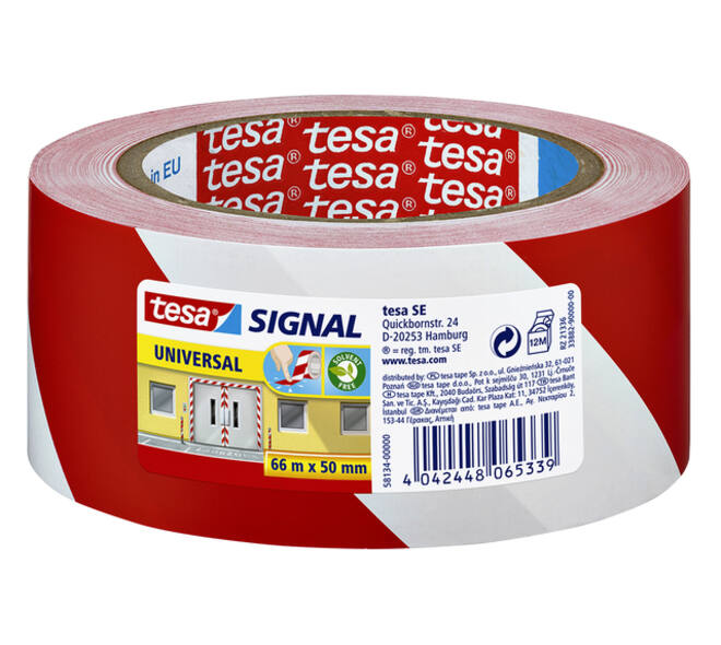 Waarschuwings- en markeringstape tesa® Signal Universal 66mx50mm rood/wit
