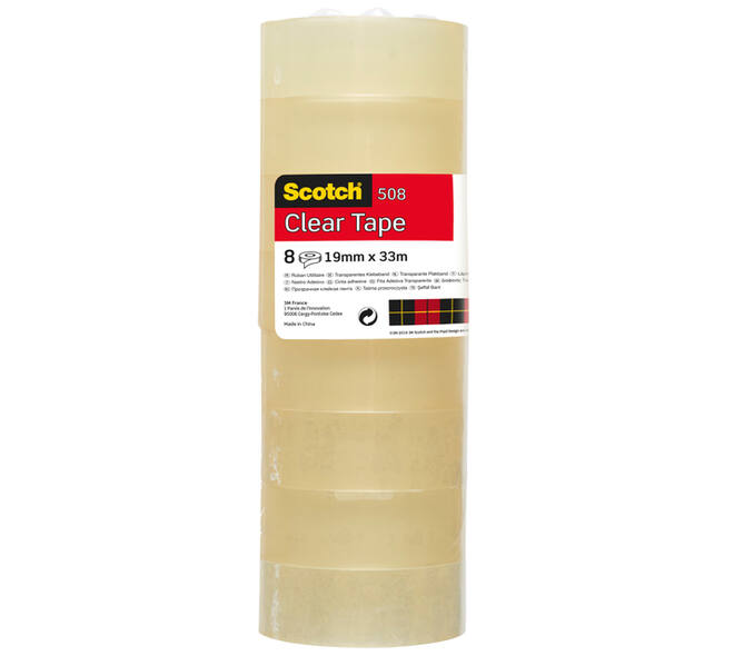 Plakband Scotch 508 19mmx33m transparant 8 rollen