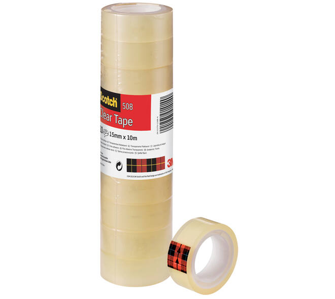 Plakband Scotch 508 15mmx10m transparant 10 rollen