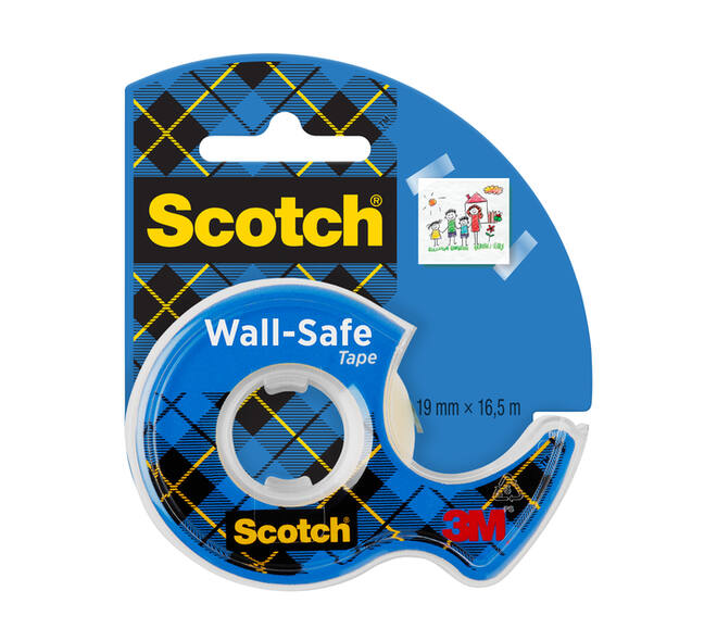 Plakband Scotch 19mmx16.5m Wall Safe + handdispenser