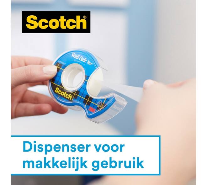 Plakband Scotch 19mmx16.5m Wall Safe + handdispenser