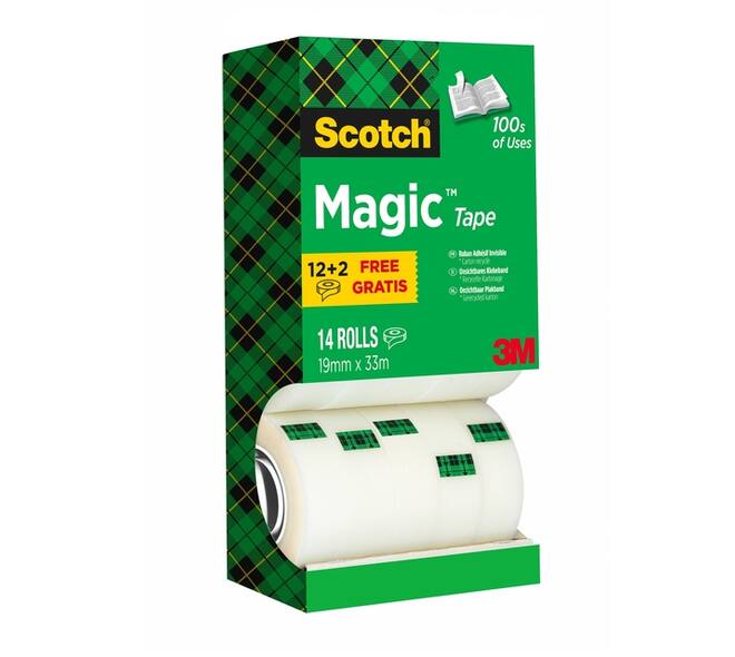 Plakband Scotch Magic 810 19mmx33m onzichtbaar mat 12+2 gratis