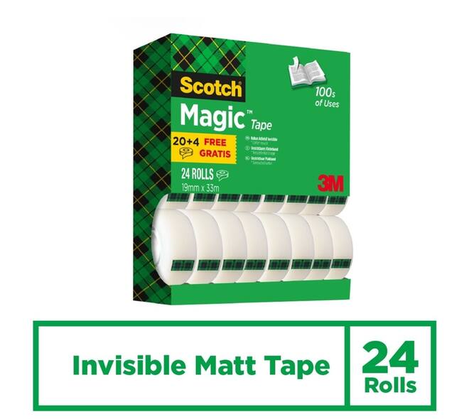 Plakband Scotch Magic 810 19mmx33m onzichtbaar mat 20+4 gratis