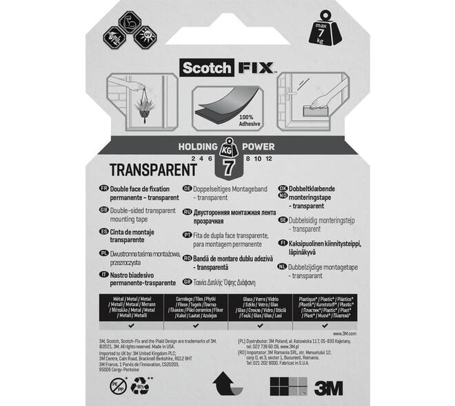 Plakband Scotch dubbelzijdig 19mmx1.5m transparant