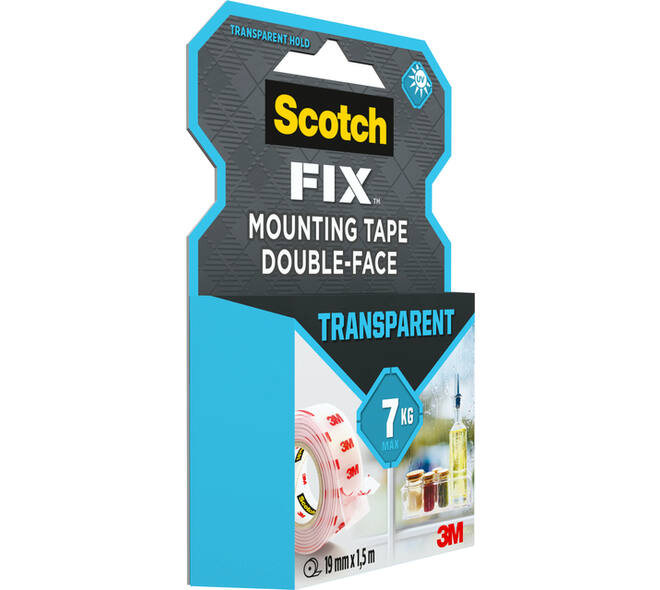Plakband Scotch dubbelzijdig 19mmx1.5m transparant
