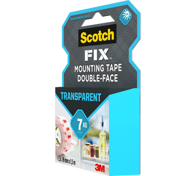 Plakband Scotch dubbelzijdig 19mmx1.5m transparant