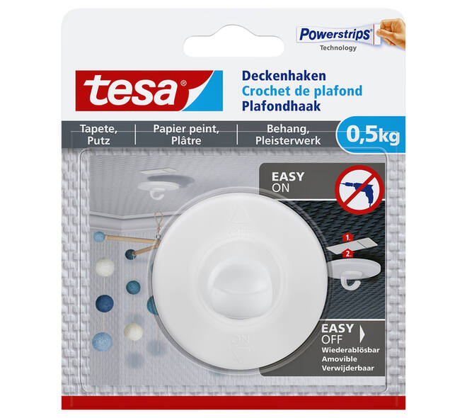 Plafondhaak tesa® behang & pleisterwerk zelfklevend 0,5 kg