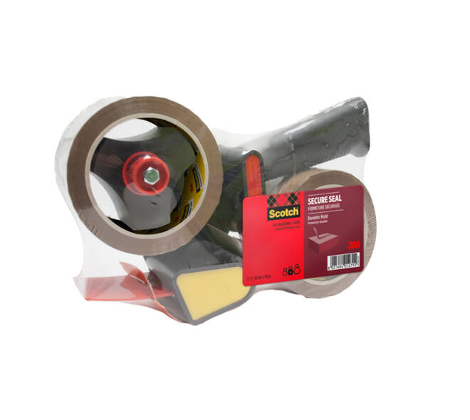 Verpakkingstape dispenser Scotch met 2 rollen Secure seal tape 50mmx66m bruin