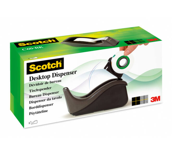 Plakbandhouder Scotch C60 zwart + 1rol magic tape 19mmx33m
